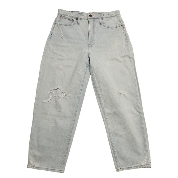 Madewell Denim - Madewell Balloon Jeans Light Wash‎ Distressed High Rise Tapered Women's 30